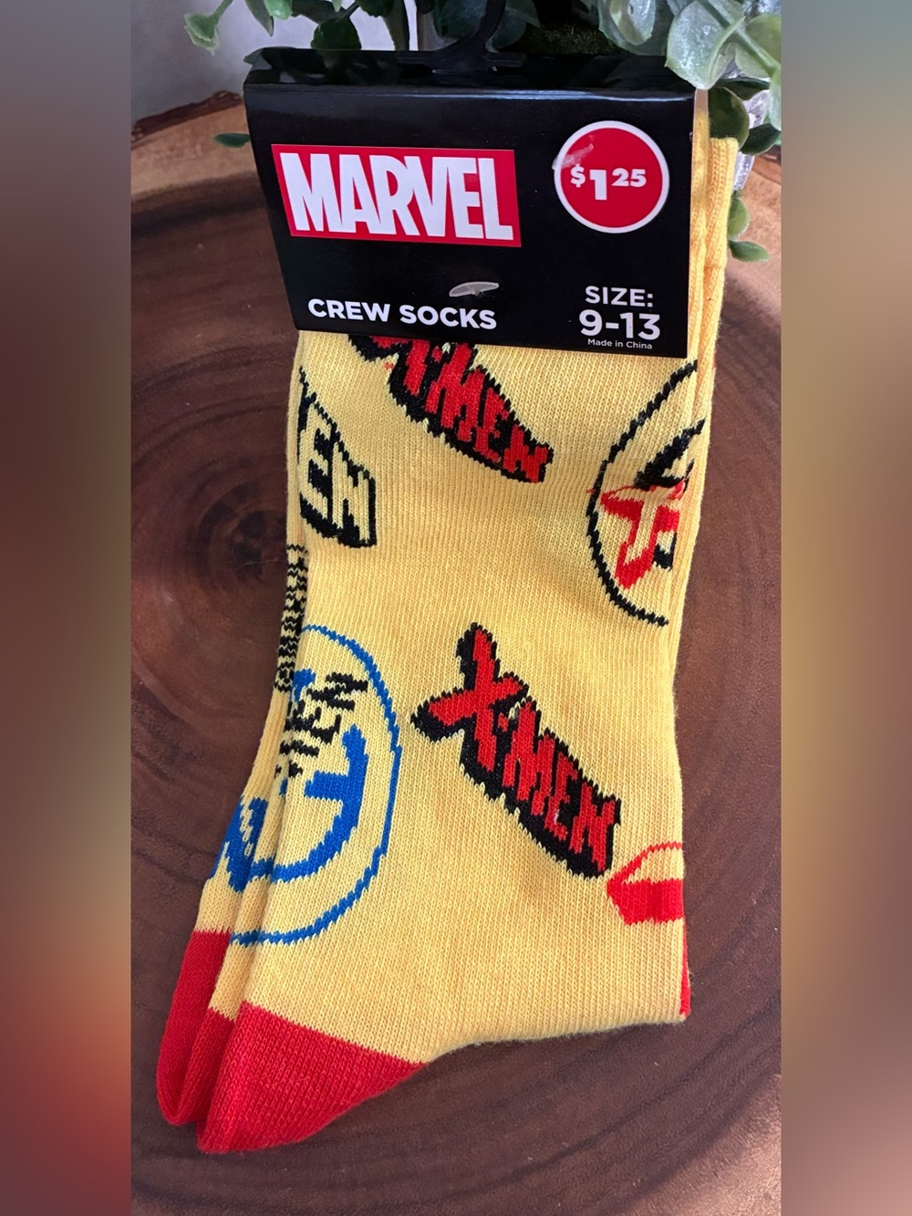 FREE WITH PURCHASE****** Marvel Yellow Crew Socks with Red and Blue Accents